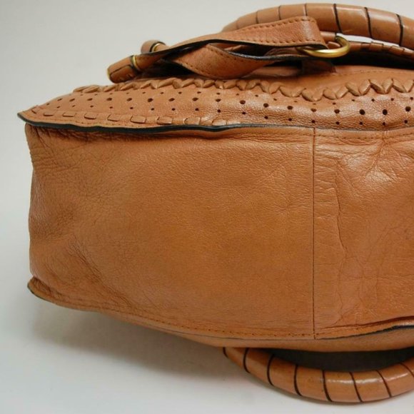 Auth Chloe Marcie Medium Shoulder Bag Leather Bron - Picture 6 of 16